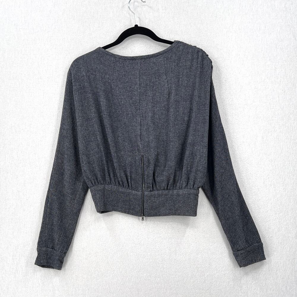 RACHEL COMEY Frances Top Womens 2 Navy Clarion Textured Wrap Long Sleeve Blouse - Picture 5 of 16